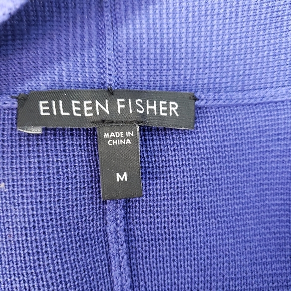 Eileen Fisher silk/cotton blue open front cardigan sweater size medium - Picture 8 of 9